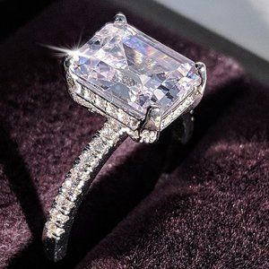 NEW 3.5 Carat Emerald Cut Pave Engagement Ring